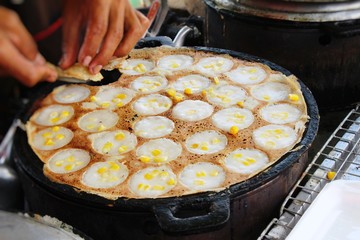 Coconut milk mix sugar and flour ,Thai dessert