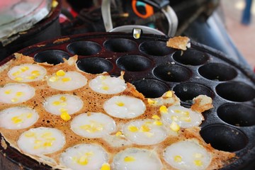 Coconut milk mix sugar and flour ,Thai dessert