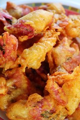 Fried flowers crispy plated fried flour delicious