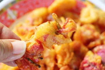 Fried flowers crispy plated fried flour delicious