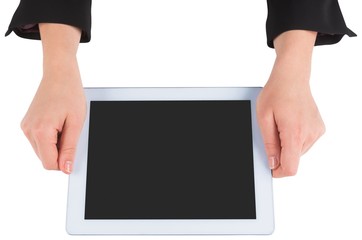 Businesswomans hands holding tablet