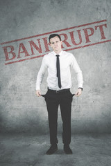 American businessman with word of bankrupt