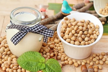 Soy bean milk is delicious with soybean seed