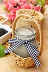 Obraz premium Soy bean milk mix black sesame delicious