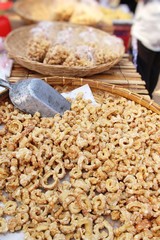 Fried pork skin delicious at street food