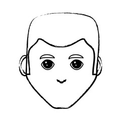 sketch of cartoon man face icon over white background, vector illustration