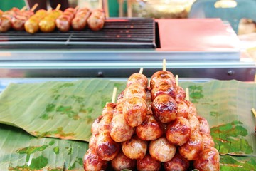 Grilled sausage asia is delicious in market