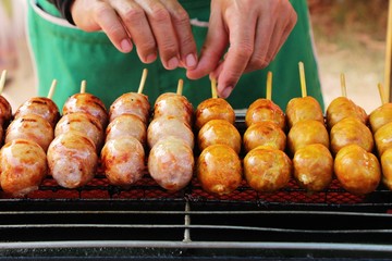 Grilled sausage asia is delicious in market
