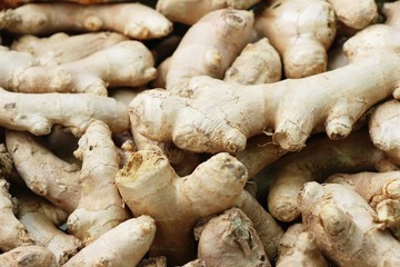 Ginger root for cooking in the market