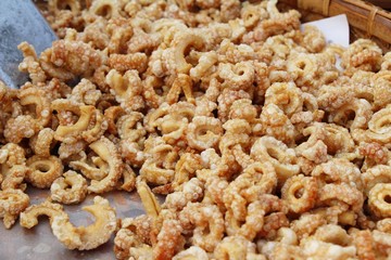Fried pork skin delicious at street food