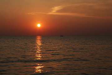 Landscape sunset on the sea in thailand