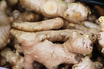 Ginger root for cooking in the market