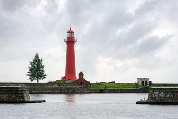 Old Nicholas lighthouse at the island Kronshlot, Russia