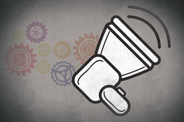 megaphone against white and grey background