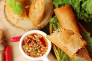 Fried spring rolls traditional for appetizer food