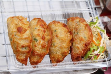 Fried gyoza , Japanese food style at street food