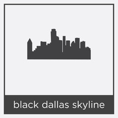 black dallas skyline icon isolated on white background