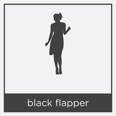 black flapper icon isolated on white background