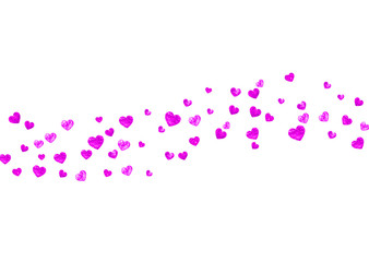 Mothers day background with pink glitter confetti. Isolated heart symbol in rose color.  Postcard for mothers day background. Love theme for flyer, special business offer, promo. Women holiday design