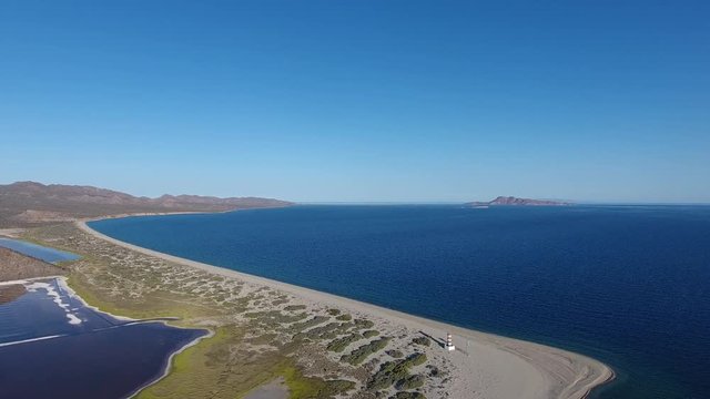 Aerial panoramic views of isla San Jose, Baja California 
Sur, Mexico. Sea of cortez.