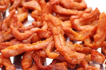 Fried pork with garlic in street food