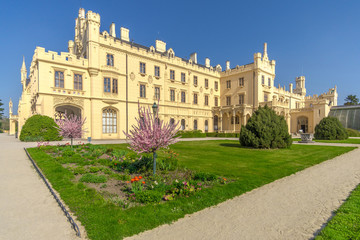 Fototapeta na wymiar View at the Lednice castle from park - Czech republic,Moravia