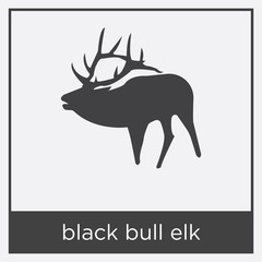 black bull elk icon isolated on white background