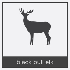 black bull elk icon isolated on white background
