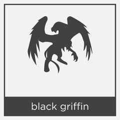 black griffin icon isolated on white background