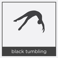 black tumbling icon isolated on white background