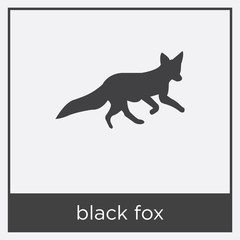 black fox icon isolated on white background