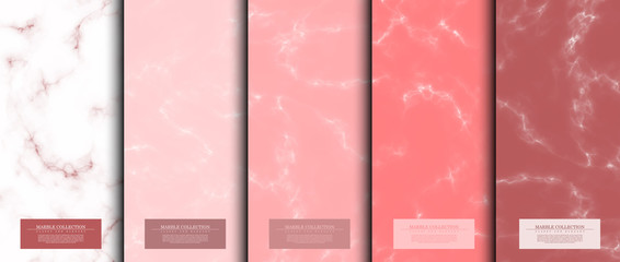 Marble collection abstract pattern texture rose pink background card template vector