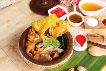 noodle soup with red sauce is delicious