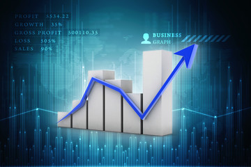3d rendering Stock market online business concept. business Graph 