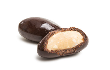 nuts in chocolate glaze isolated