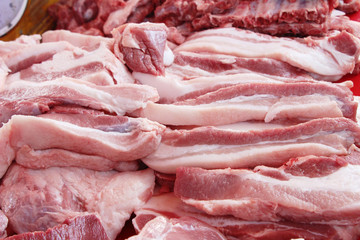 Raw pork for cooking at street food