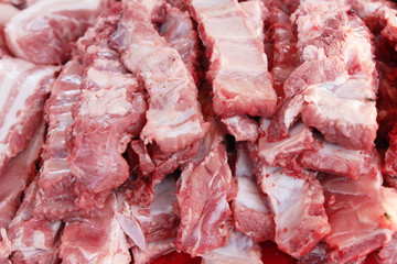 Raw pork for cooking at street food