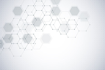 Hexagon background design. Geometric abstract background with molecular structure