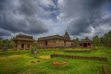 Fototapeta na wymiar A temple during monsoon in Karnataka