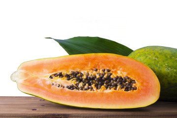 slice of papaya isolated on white