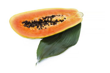 slice of papaya isolated on white