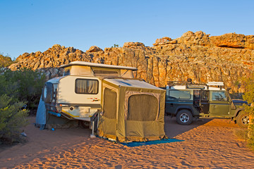 Camping in arid region