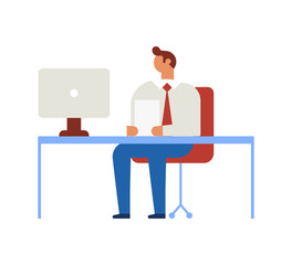 Manager, office worker. Business people. Flat vector illustration isolated on white.