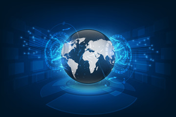 Fototapeta na wymiar Global network connection World map abstract technology background global business innovation concept