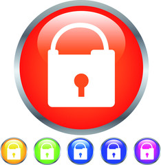 Colorful Shiny round button with padlock mark set
