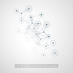 Cloud Computing, Networks Structure, Telecommunications Concept Design, Network Connections with Transparent Geometric Mesh - Vector Illustration