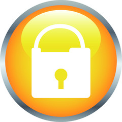 Yellow Shiny round button with padlock mark