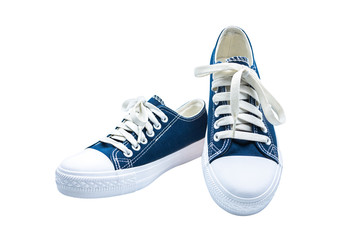 Sneakers dark blue thick fabric. Isolated on white background.