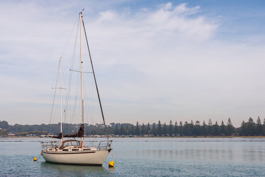 Yacht moored near Narooma, NSW, Australia