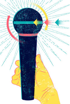 Karaoke typographic vintage grunge poster. Retro vector illustration.